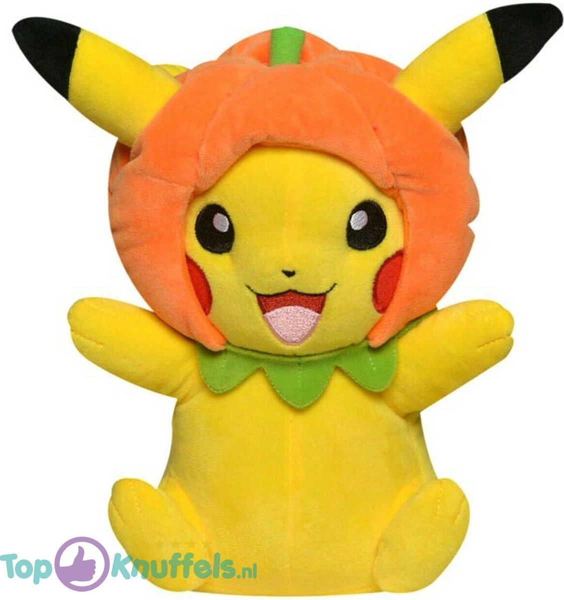 Pikachu Pokemon Pompoen Muts Pluche Knuffel 21 cm + Pokémon Charizard Sticker! | Speelgoed Knuffeldier Knuffelpop Pokémon | Best friend from Eevee Snorlax Charmander Munchlax Squirtle Bulbasaur | Halloween Plush