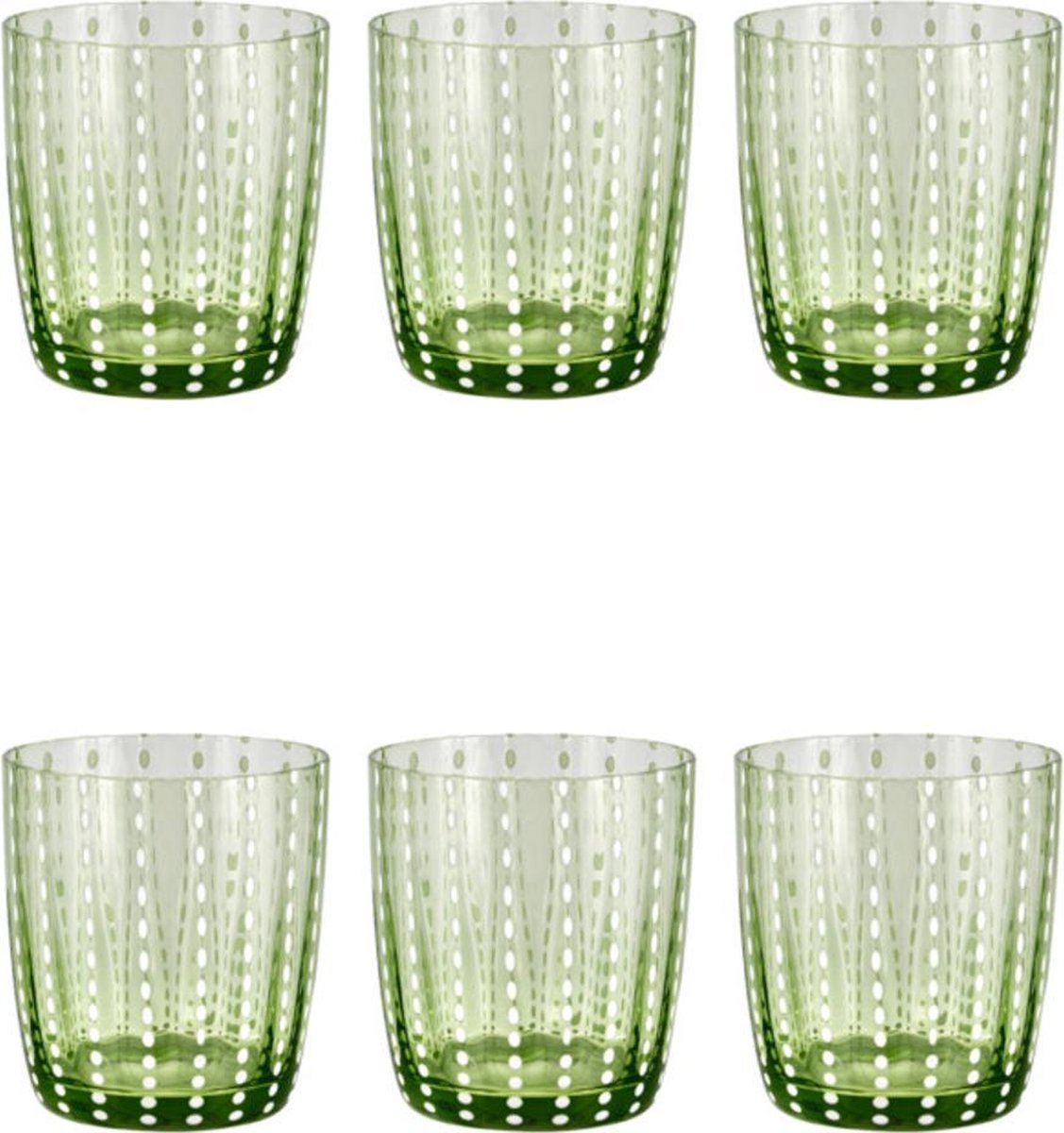 Livellara CARNIVAL Set van 6 Glazen. Stijlvol Design. Hoge Kwaliteit Glas in de Kleur Lichtgroen.