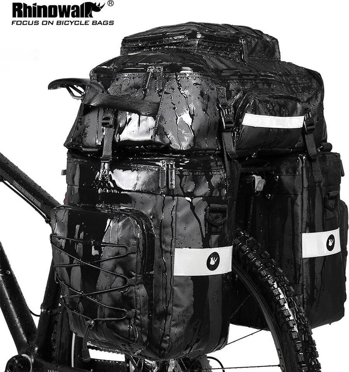 Rhinowalk® 3 in 1 Reis Fietstassen met Waterdichte Stof - Fietstas - 2x17L & 1x31L Transformeert in Rugzak en Schoudertas - Zwart