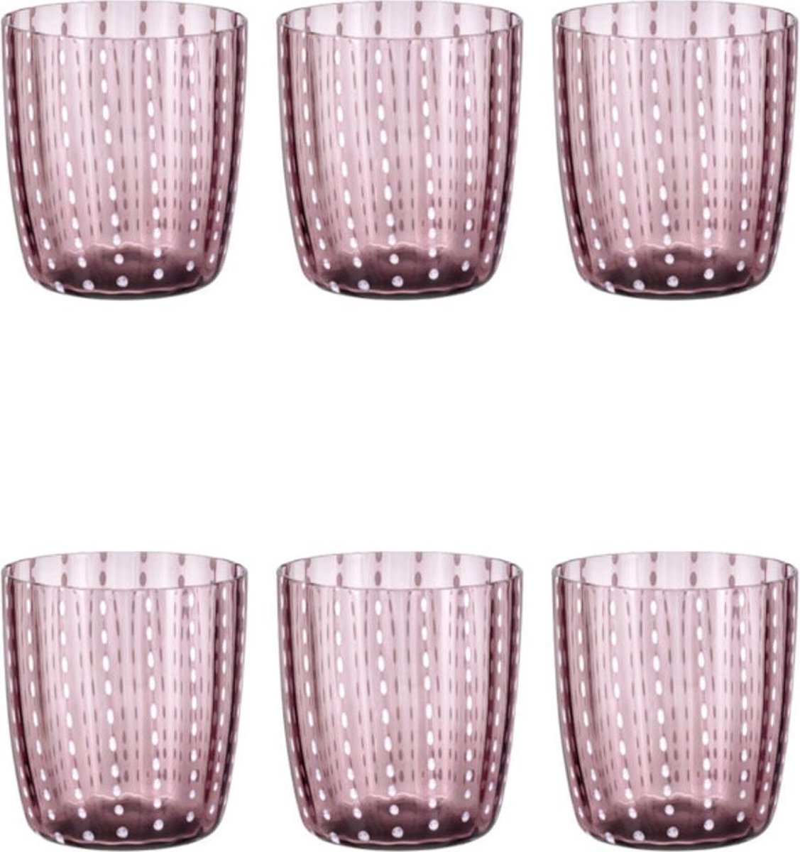 Livellara CARNIVAL Set van 6 Glazen. Stijlvol Design. Hoge Kwaliteit Glas in de Kleur Paars