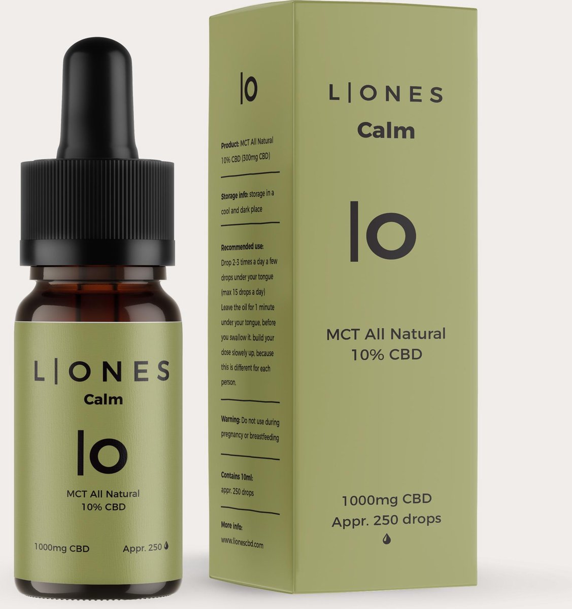 CBD Olie 10 Procent (10% / 1.000 mg CBD) - 10ml - Calm Collectie - LIONES