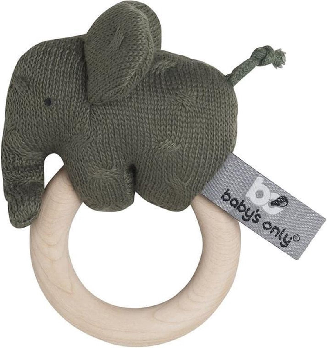 Baby's Only Houten rammelaar olifant - khaki