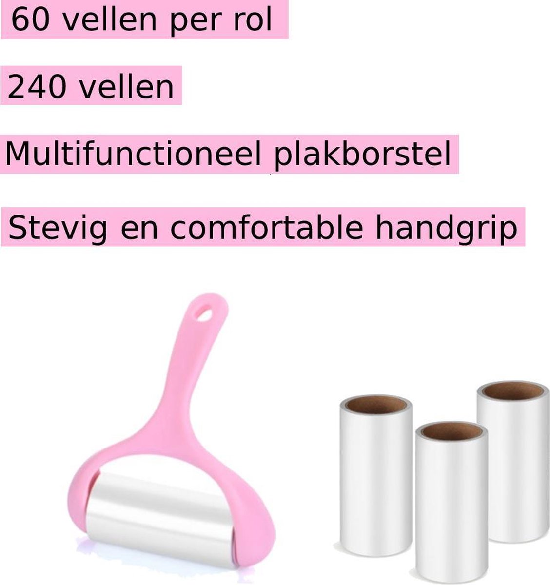 Kledingroller-3 extra navulling-240 kleefvellen- Pluizenroller- Kleefroller
