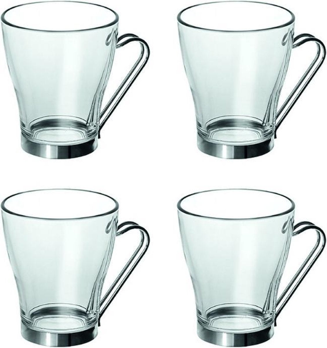 Orange85 Theeglazen - 245 ml - Set van 4 - met RVS Handvat - Transparant