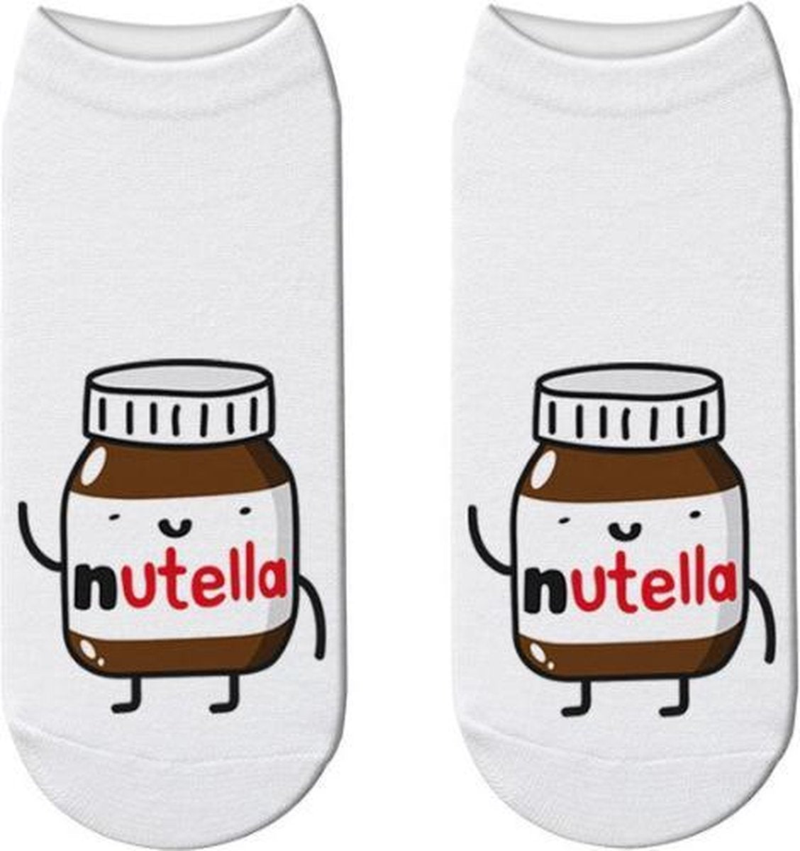 Fun sokken korte Nutella sokken met gezicht en chocolade armpjes en beentjes (32052)