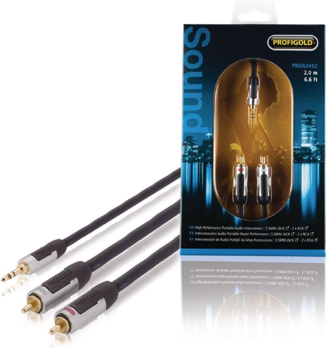 Profigold PROA3402 Stereo Audiokabel 3.5 Mm Male - 2x Rca Male 2.00 M Antraciet