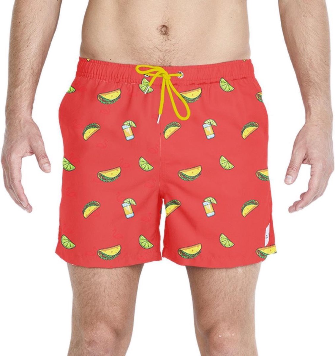 Eubi Zwembroek LET'S TACO 'BOUT TEQUILA - Premium Zwemshort - Rood - Sneldrogend - Stretchy Zwembroek Heren