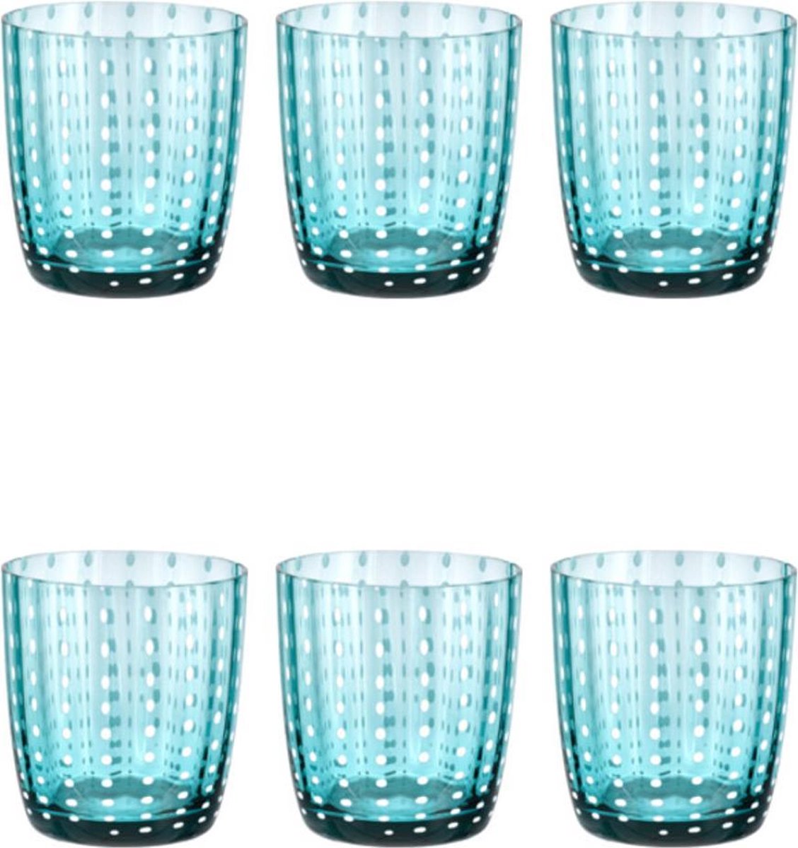 Livellara CARNIVAL Set van 6 Glazen. Stijlvol Design. Hoge Kwaliteit Glas in de Kleur Turquoise.
