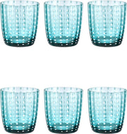 Livellara CARNIVAL Set van 6 Glazen. Stijlvol Design. Hoge Kwaliteit Glas in de Kleur Turquoise.