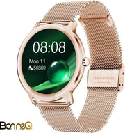 BonneQ - Luxe dames Smartwatch - Stappenteller - Stappenteller horloge dames - Hartslagmeter - Calorieënverbruik - Sportfuncties - Ontvang inkomende berichten (social media) – Bellen - Slaaptracker – Rosé goud