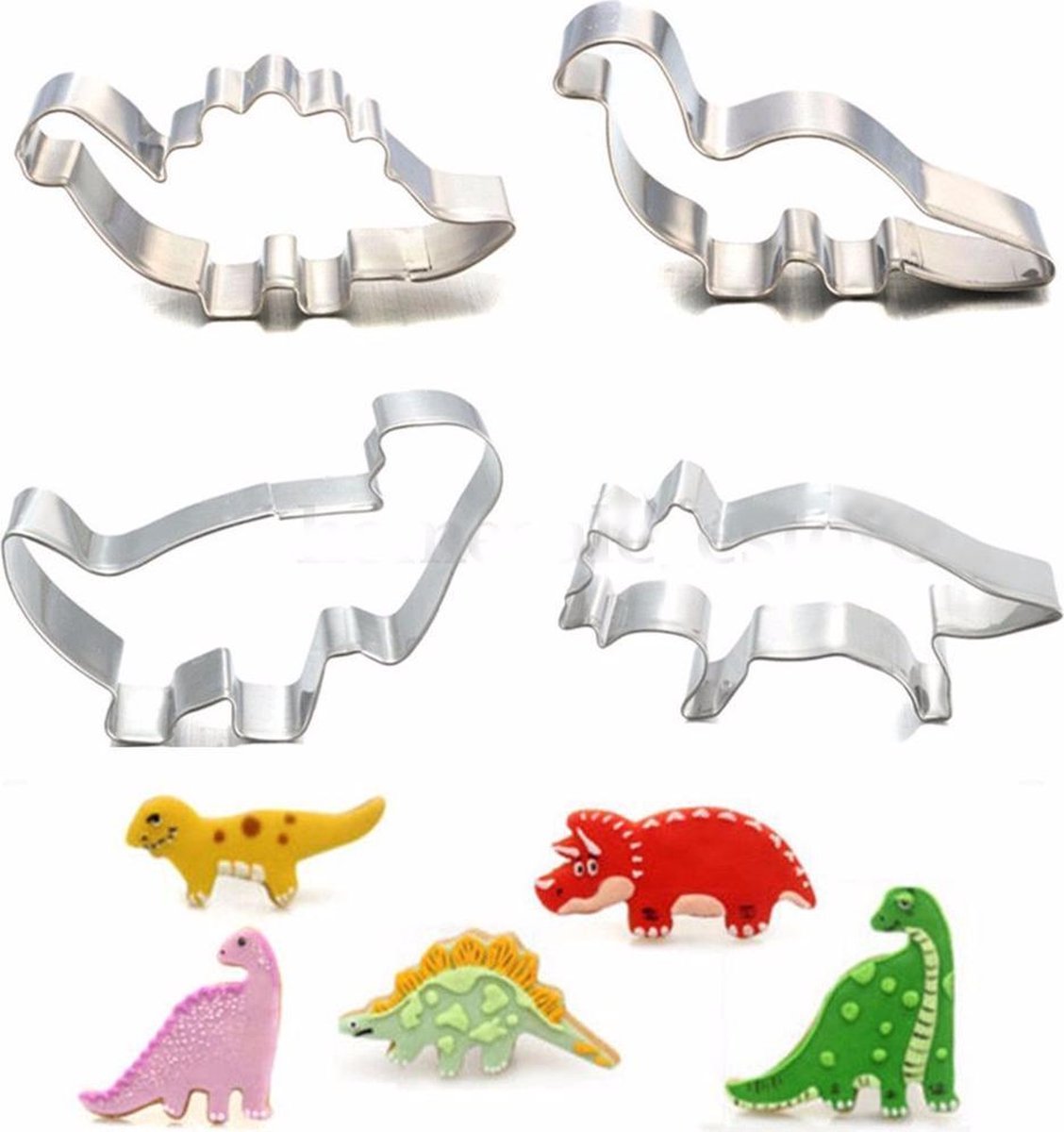 4x Dinosaurus uitsteekvorm - Cookie cutter -  Koekjes bakken