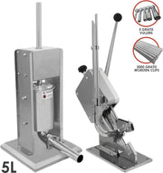 Bundel: Kukoo 5 Liter Worsten Vuller + KuKoo Worsten Knipper - Handmatige bediening - 2000 GRATIS clips - 5 GRATIS trechters