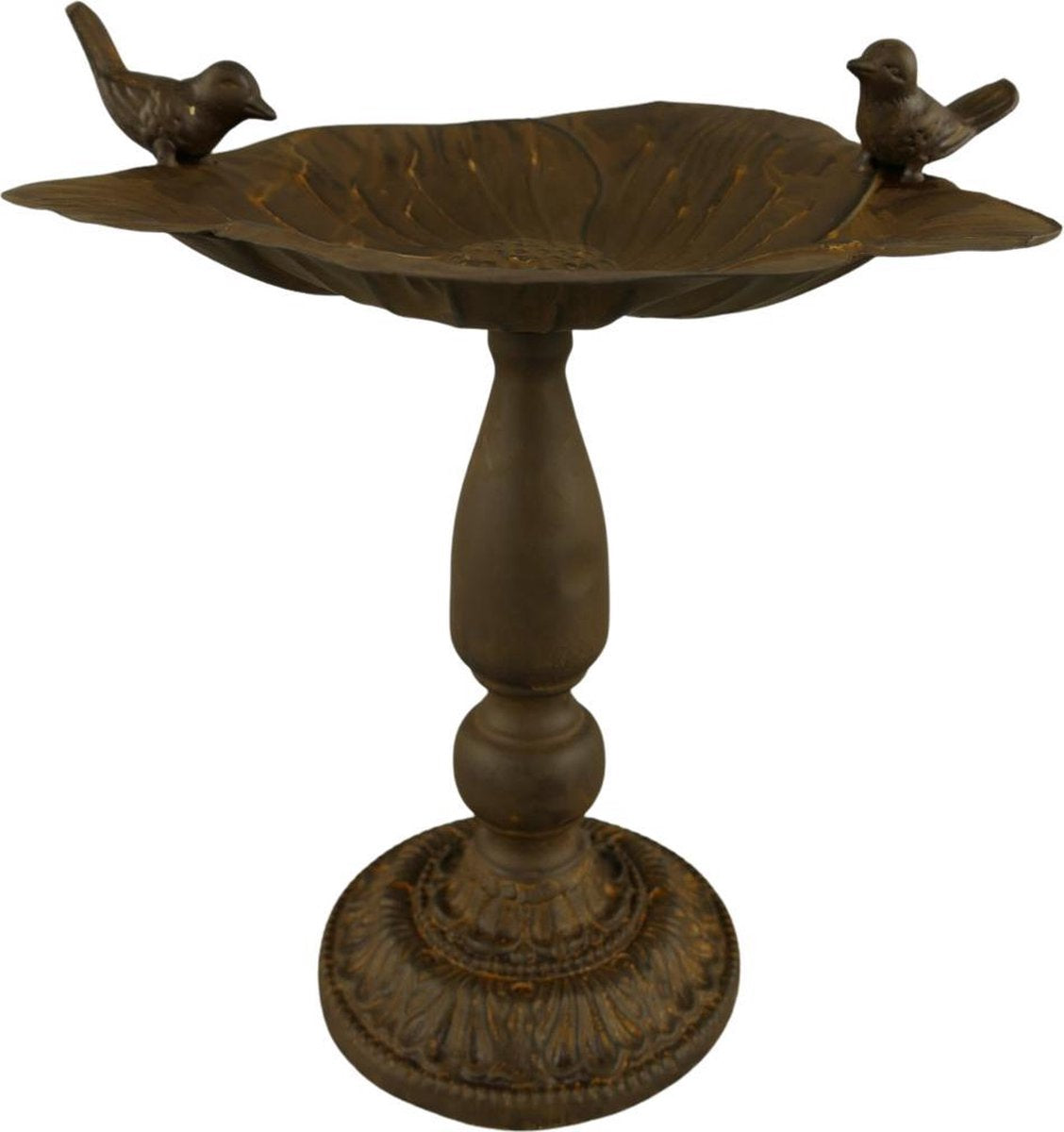 Shopaxo Vogelbadje - IJzer - Antiekbruin - Vogeldrinkschaal - Vogelvoerderschaal - Balkon - Terras - Tuin - Vogeldrinkbak - Buiten - Vogelschaal - 1.25 kg - hoogte 28 cm