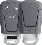kwmobile autosleutelhoes voor Audi 3-knops Smartkey autosleutel (alleen Keyless Go) - Siliconen beschermhoes in grijs / zwart