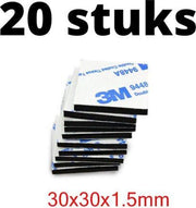 Dubbelzijdige Stickers 3M - 20 STUKS - Plakkers - Extra Sterk - Ophangen Poster en Foto - Knutselen - 30 x 30 x 1.5 mm - Plakkertjes - Klevers - Montage - DIY
