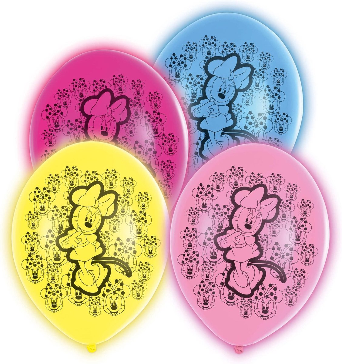 AMSCAN - 5 latex Minnie Mouse LED ballonnen - Decoratie > Ballonnen