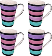 Mok - Beker - Set van 4 stuks mokken/bekers - Keramiek - 100% hand painted - Paars/roze/turquoise - 350 ml