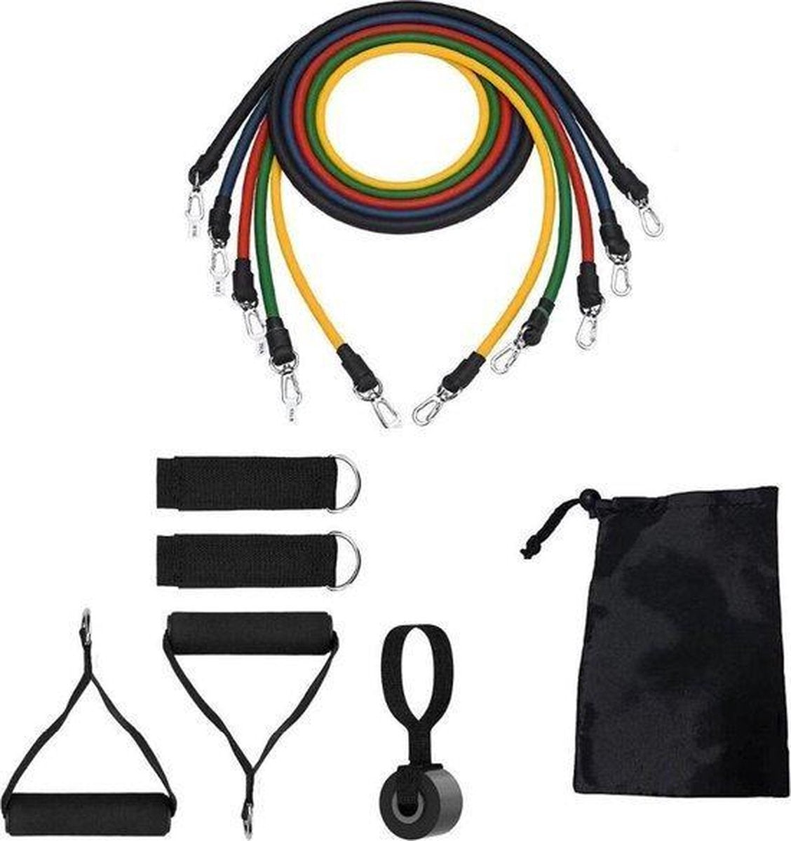 11 delig traingsset- Workout Gear- Weerstandsbanden- Fitness- Fitness Workout set elastiek- Home workout-fitness gewichten-Resistance Bands-Full Body-Muscle Bands-Gezondheid