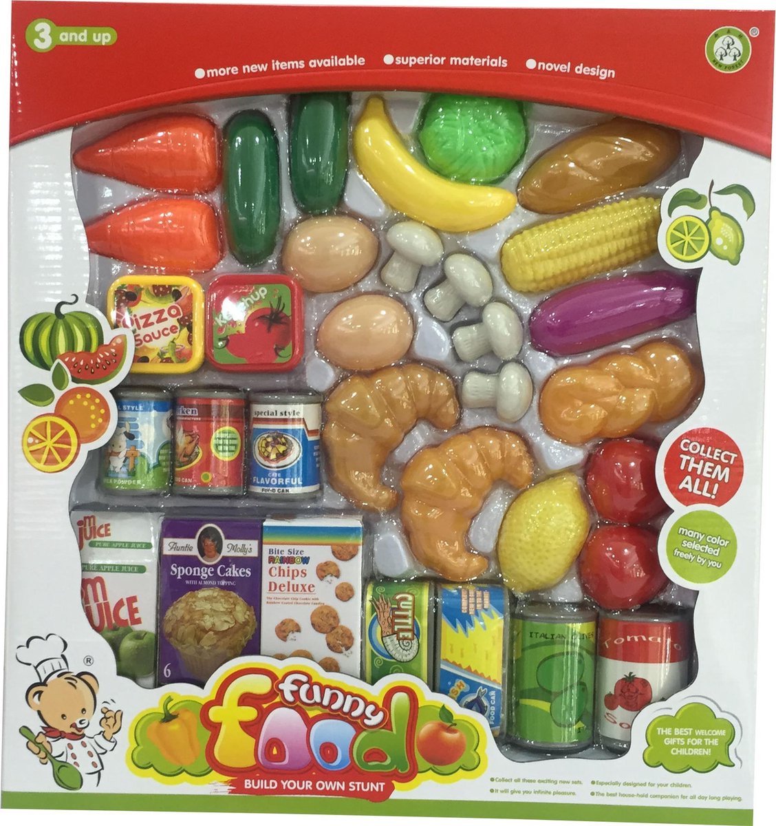 Speelgoedeten Groenten en Fruit - Voedingswaren Set - 33x38 cm
