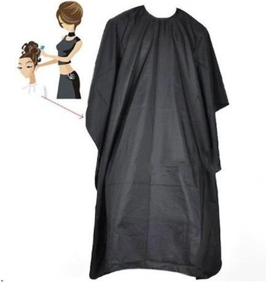 Kappersmantel - Waterproof Kappersschort - Kapmantel - Haar Knippen - Tondeuzen - Volwassenen & Kinderen - One Size - Zwart