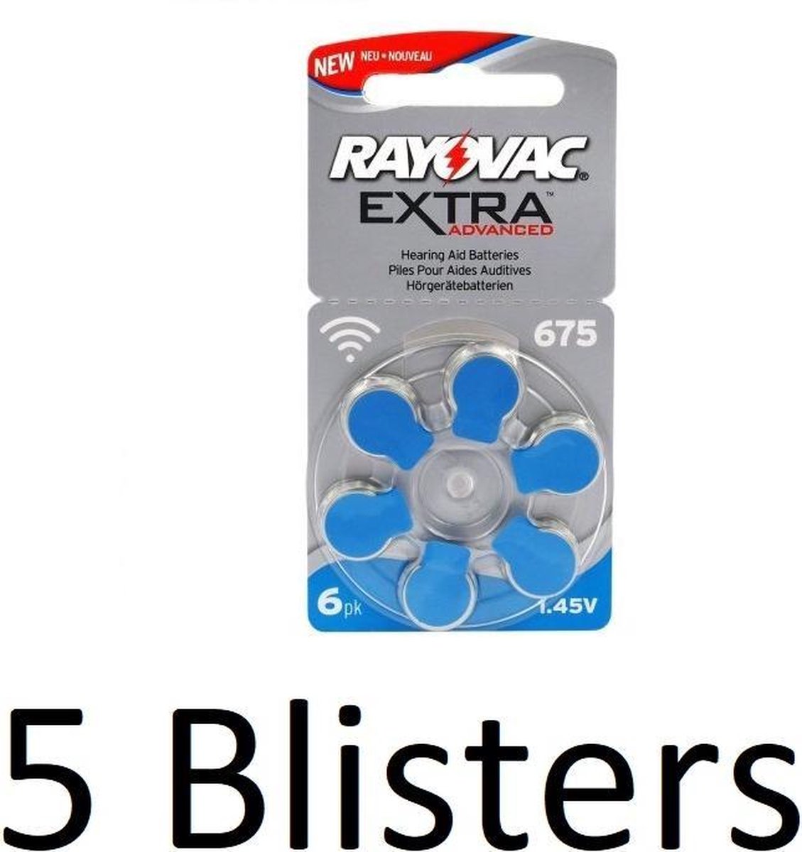 30 Stuks (5 Blister a 6St) Rayovac 675 Extra Advanced Gehoorapparaat batterijen - Blauw