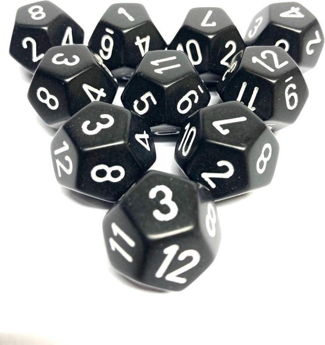 Diceshop 12-kantige dobbelsteen (SET van 10 STUKS) D12 Zwart | Wit