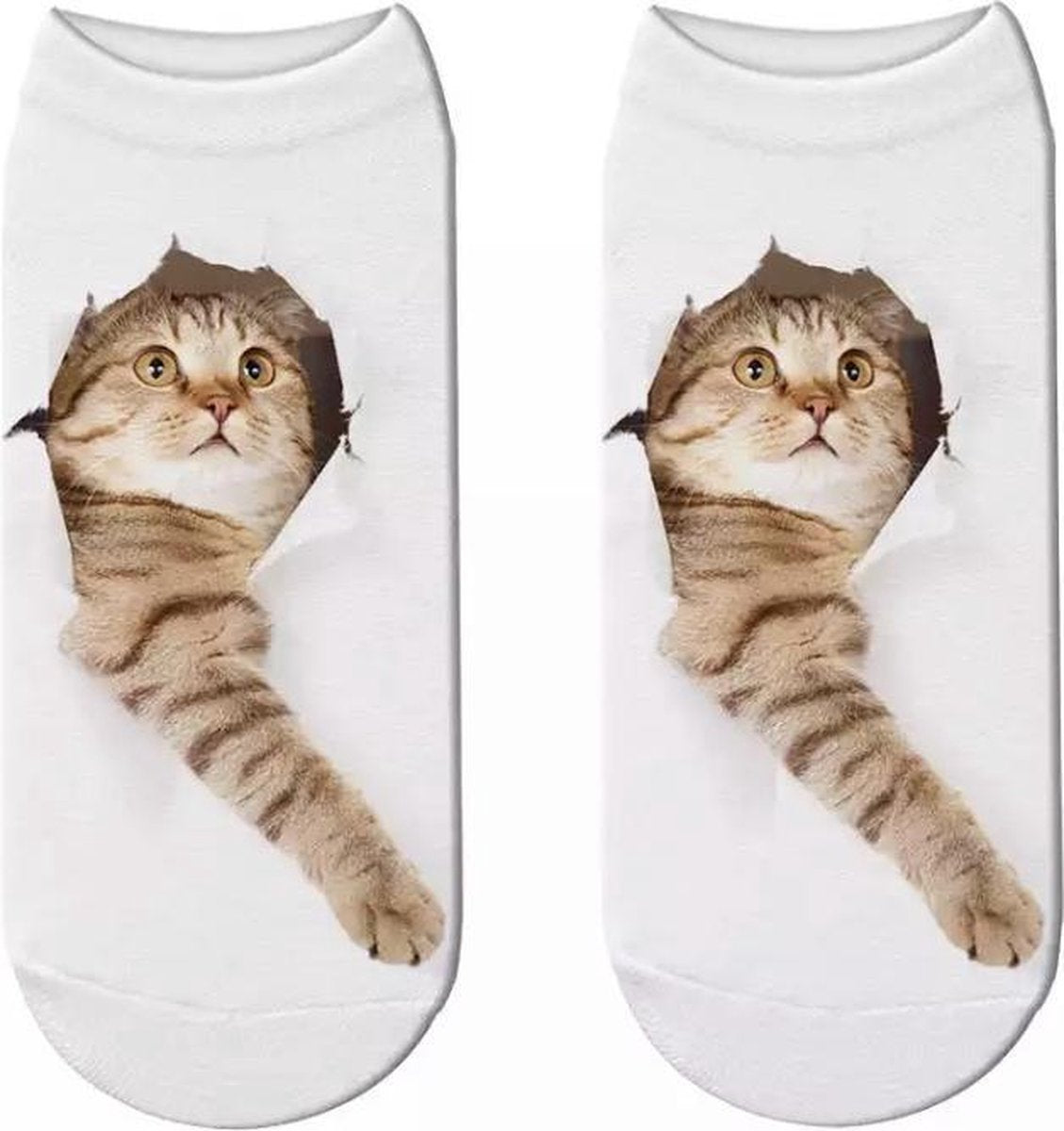 Enkelsokken Kat - kattensokken - fotoprint enkelsokken - Unisex - Maat 36-41