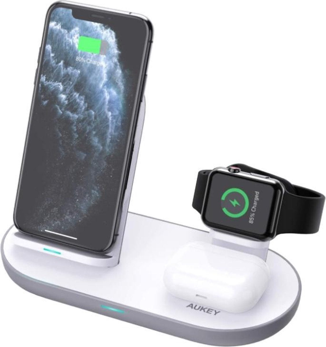 Aukey 3-in-1 Draadloze Oplaadstandaard voor iPhone