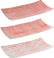 J-Line Schaal Print Porselein Rood/Wit Assortiment Van 3