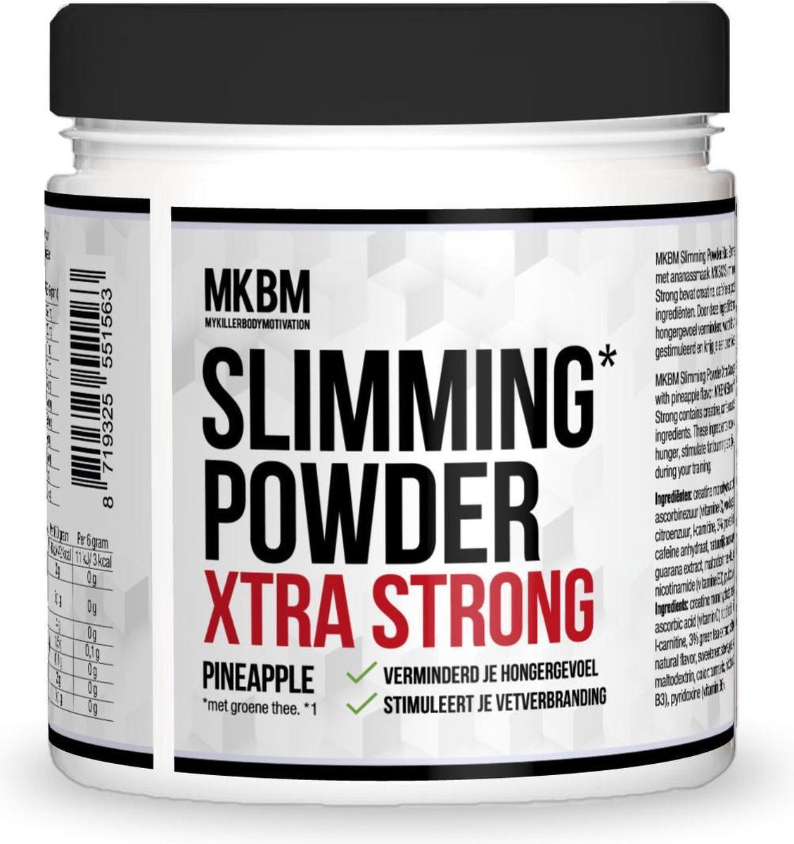 MKBM Slimming * Powder Xtra Strong - vermindert hongergevoel - afslankend effect - stimuleert vetverbranding - 300 gram
