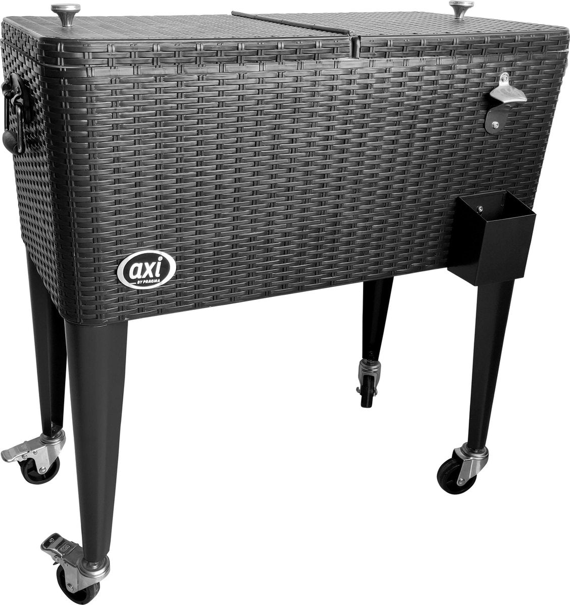 AXI Retro Cooler Wicker-look Zwart - Koeler - 76L inhoud - Koelbox met aftapkraan