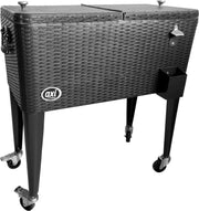 AXI Retro Cooler Wicker-look Zwart - Koeler - 76L inhoud - Koelbox met aftapkraan
