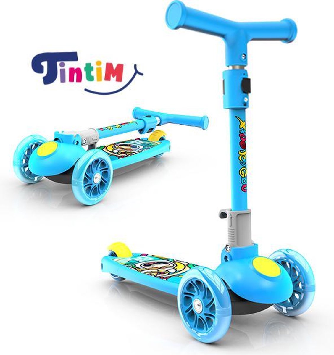 Kinderstep 3 wielen met superleuke print  / Led wielen