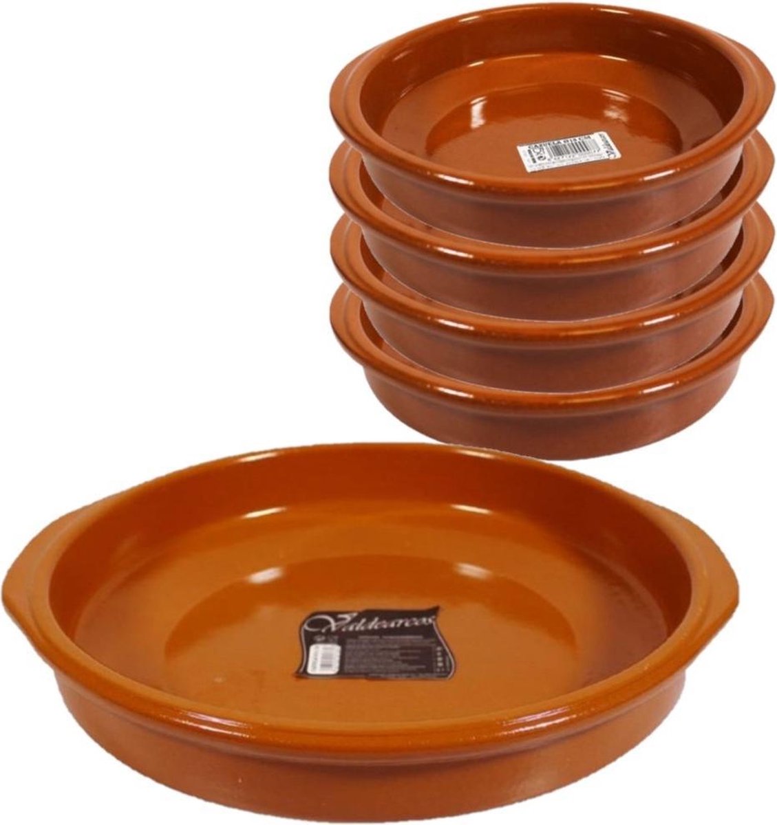 Set van 5x stuks tapas borden/ovenschalen Alicante met handvatten 34 en 18 cm - Serveerschalen - Tapasschalen