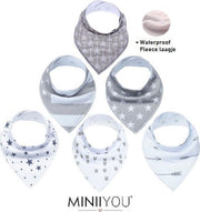 MINIIYOU Bandana Kwijlslabbetjes  - Grijs - 6 Stuks - Puntslabbetjes - Waterproof