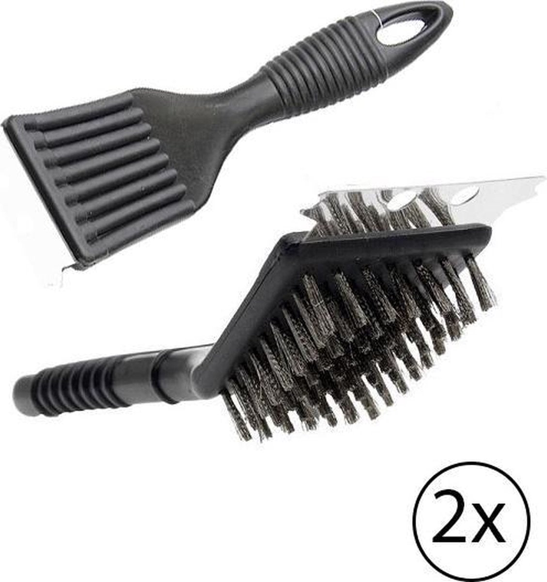 Barbecue borstel - bbq schoonmaken met schraper - set van 2 stuks