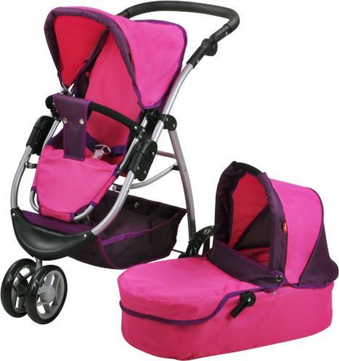 Luxe 2 in 1 poppenwagen roze