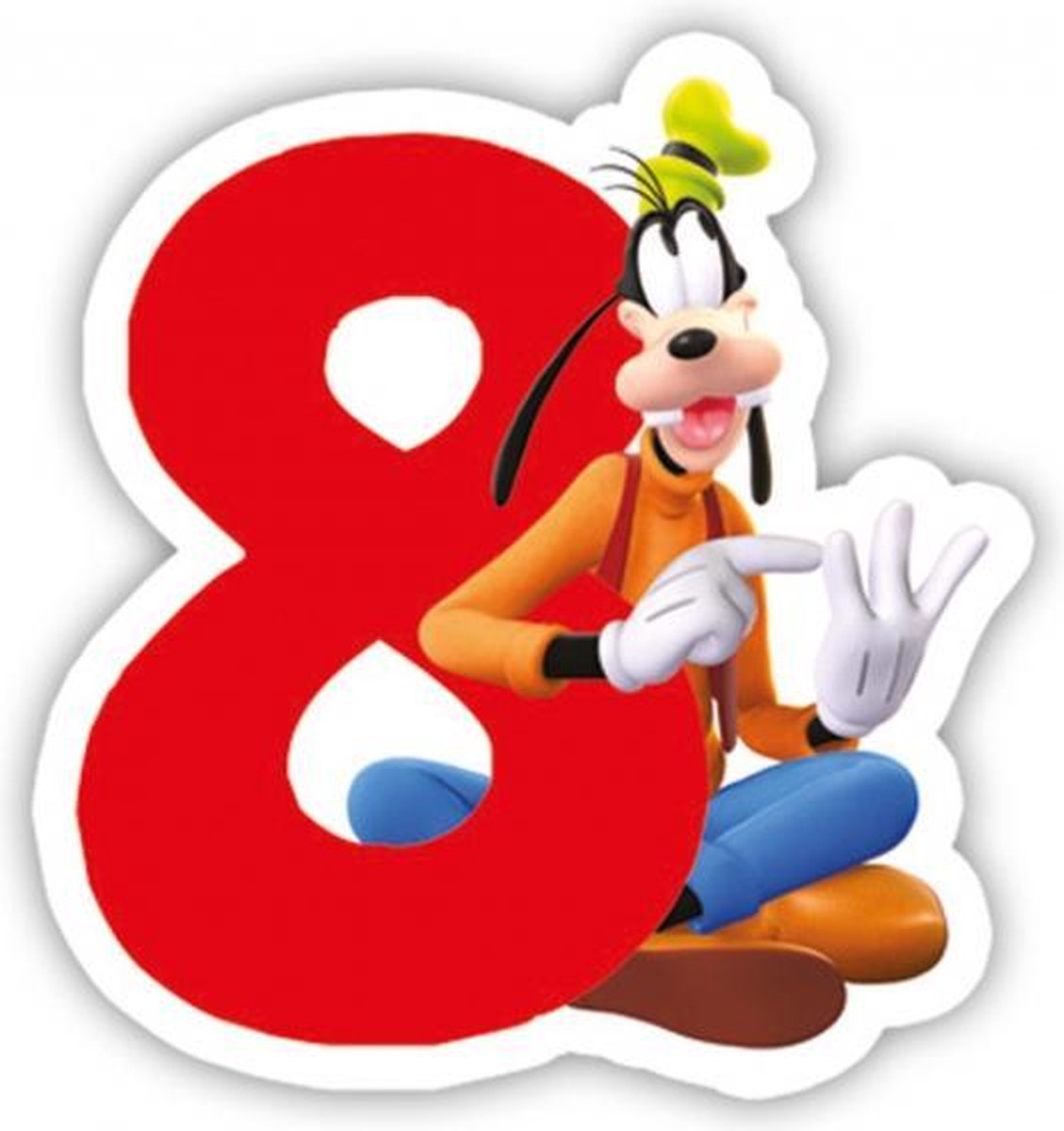 Procos Cijferkaars '8' Playful Mickey Junior 8 Cm Wax Rood