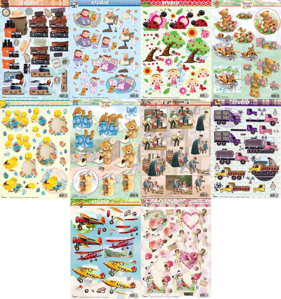 10x 3DA4 Knipvellen - Voor elk wat wils - Maak prachtig kaarten en fotoalbums