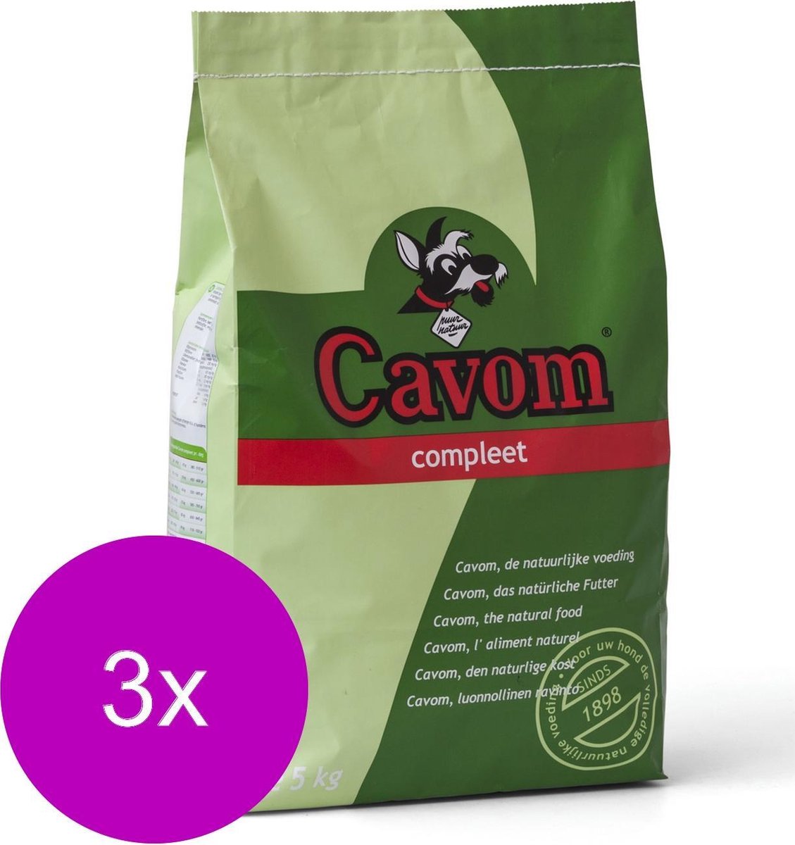 Cavom Compleet Adult - Vlees - Hondenvoer - 3 x 5 kg