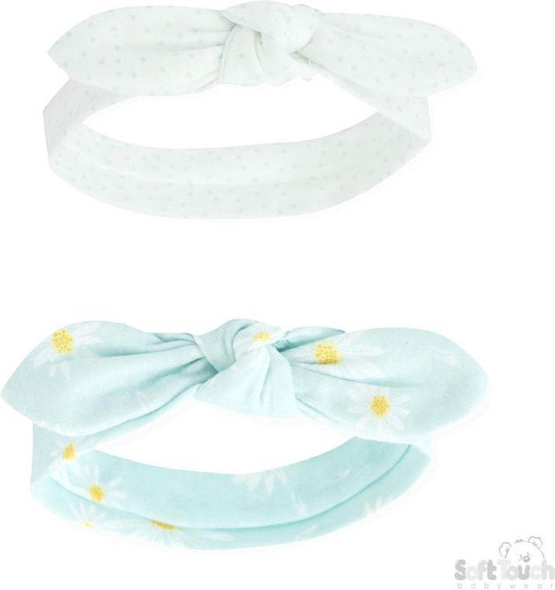 Soft Touch Haarbandjes Daisy Meisjes Katoen Blauw 2 Stuks