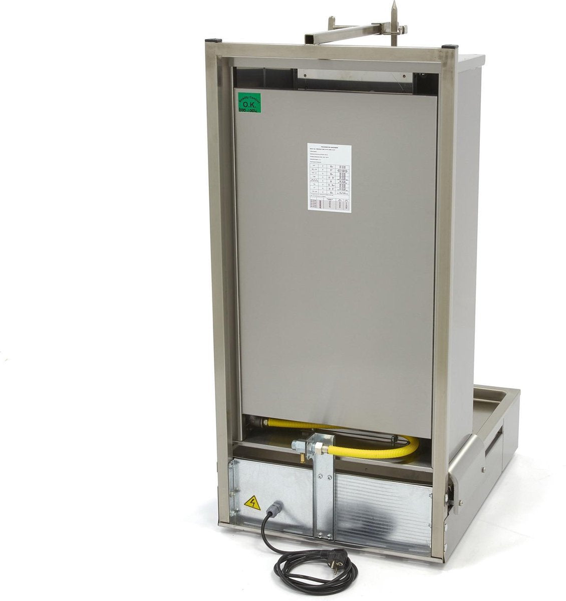 Doner Kebab / Gyros / Shoarma Grill 4 Branders - Gas - RVS - Max. 70 kg Vlees - Verstelbare Spies - Links + Rechts Draaiend - Doner Grill - Maxima