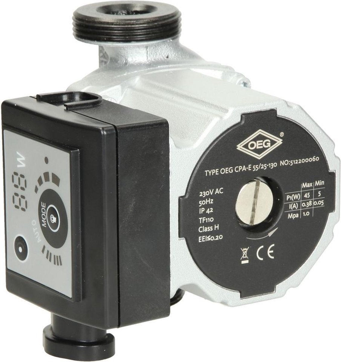 OEG Verwarming circulatiepomp - 130mm inbouwlengte - 1 1/2" aansluitmaat