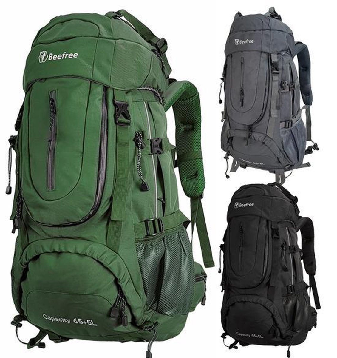 Beefree 70 Liter Backpack | Inclusief regenhoes | Frontlader | Extra stevig | Updated 2019 model | Groen