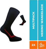 2-Pack Wandelsokken met Merino Wol S12 - Unisex - Zwart - Maat 35-38
