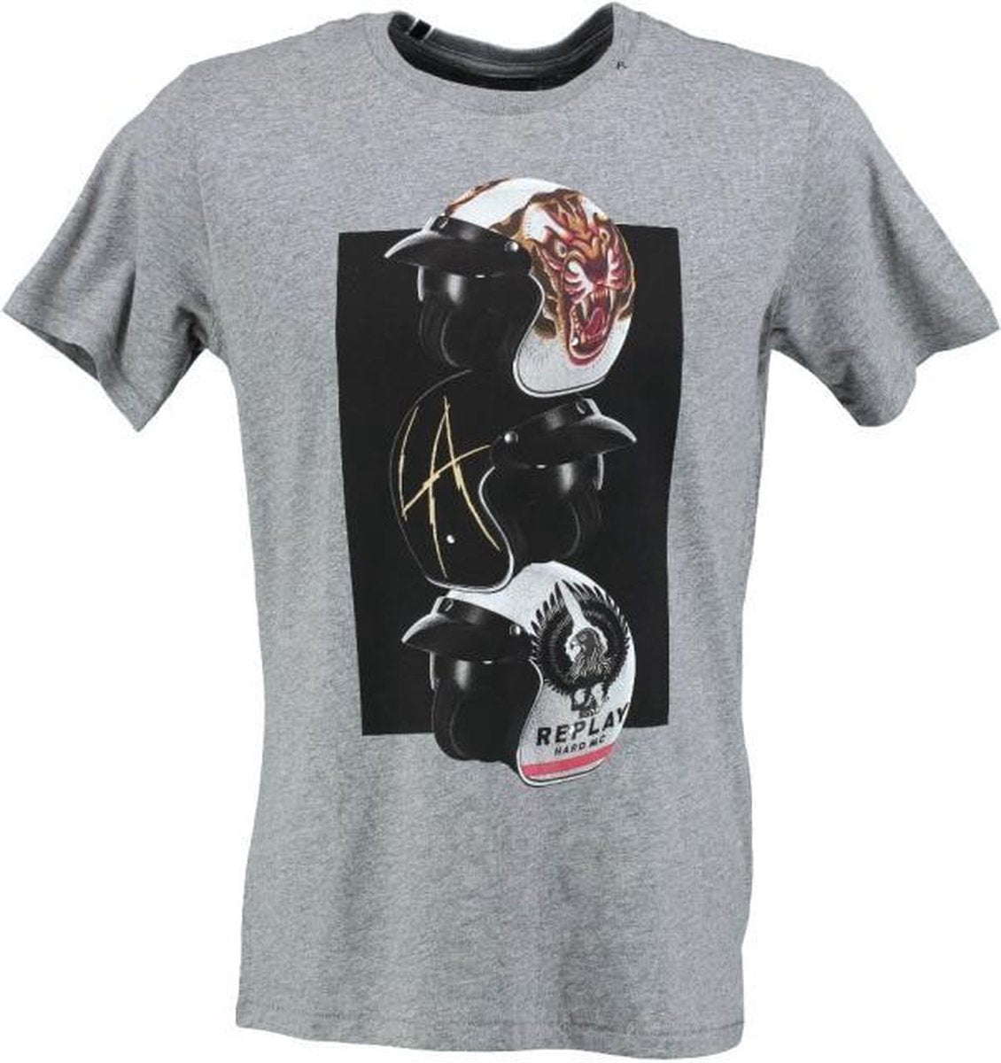 Replay zacht grijs slim fit t-shirt - valt 1 maat kleiner - Maat S