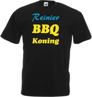 Mijncadeautje T-shirt BBQ Koning met voornaam  Heren ZWART (maat S)