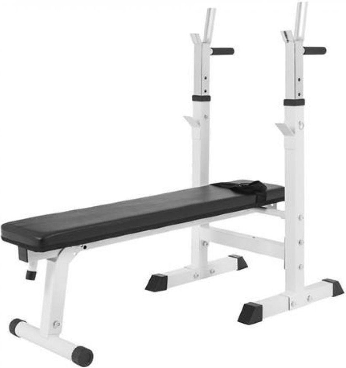 Gorilla Sports Halterbank - fitnessbank - verstelbare haltersteunen - belastbaar tot 200kg - wit
