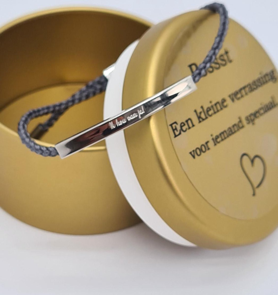 geschenkdoosje "ik hou van je" grijs zilver.  kerst