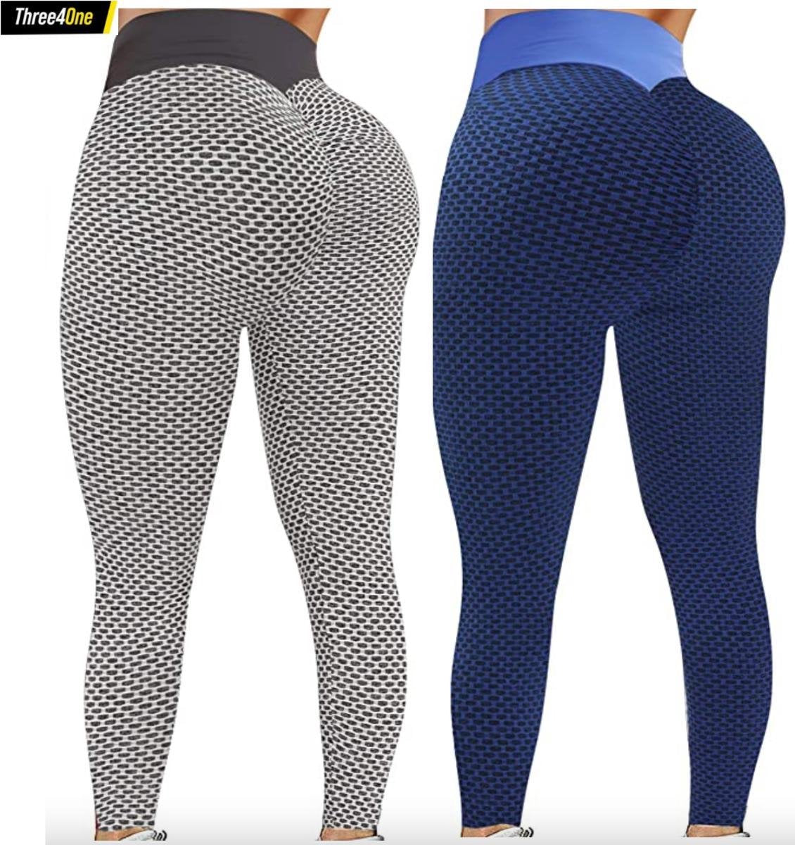 Sportlegging dames 2STUKS Medium – legging dames meisje - Tiktok legging – Grijs & blauw
